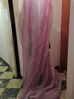 Curtain 200x280 semi-transparent organza style purple pink silver like new