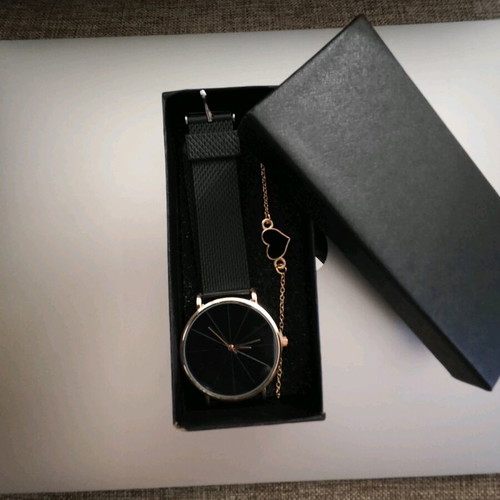 Watch and bracelet set new, black and gold