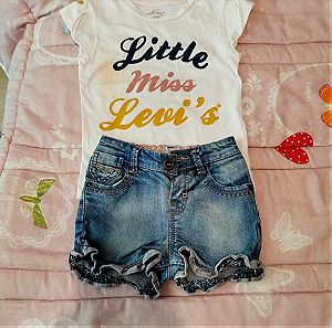 Levi's Σετ τζιν σορτσάκι μπλούζα 2 ετών