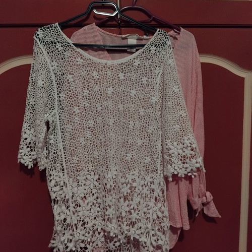 H&M summer blouses, white and pink, size M