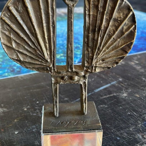 Angel sculpture by Giannis Moralis 1964, bronze, new