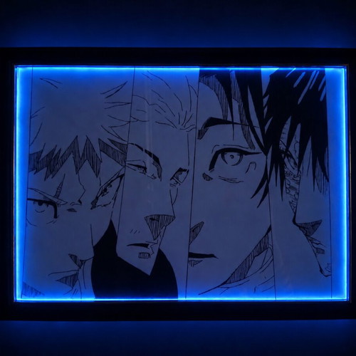 JJK Handmade Painting in Frame with Blue LED