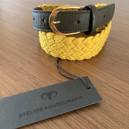 Stelios Koudounaris handmade yellow waist belt, size S/M