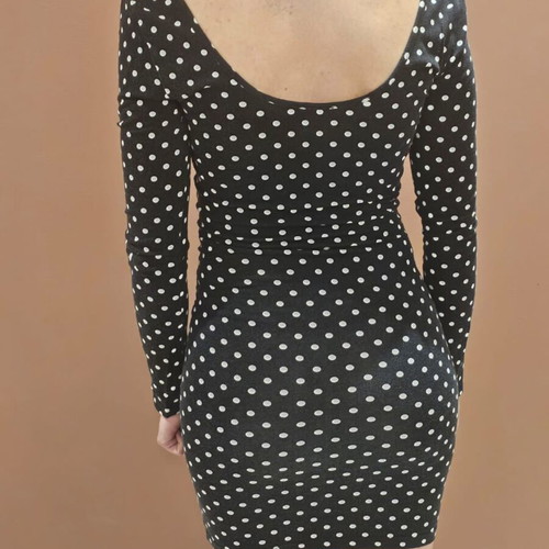Black polka dot tight dress Pink Woman like new, size M