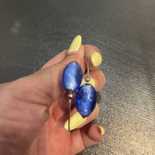 Handmade Murano glass bracelet like new with blue stones and silver frame
