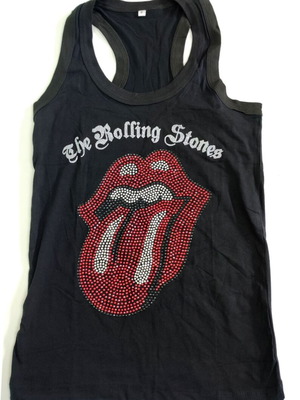 Rolling Stones sleeveless top new with strass and glitter, size S