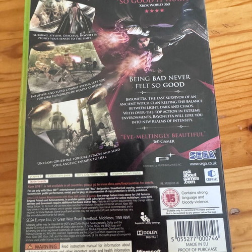 Bayonetta Xbox 360 game like new, action adventure