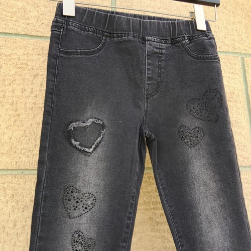 Elastic denim leggings for 14 years old like new, black and gray