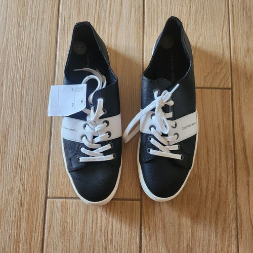 Calvin Klein leather unisex sneakers new, black and white