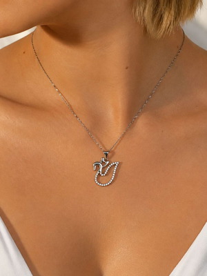 Handmade necklace with 925 silver and zircon pendant