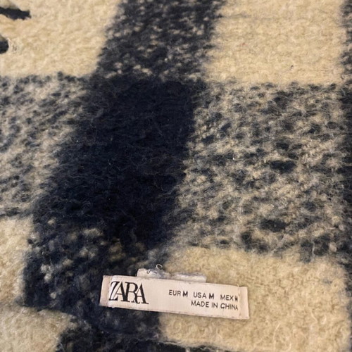 Scarf Large Used, Warm Thick Beige and Blue Zara