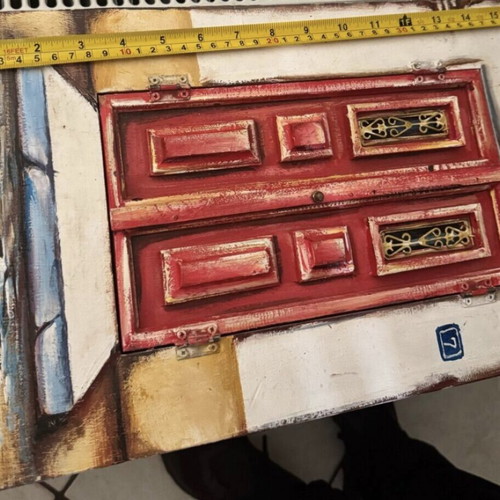 Wooden wall art by Stratakou like new 42x27