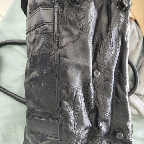 Travel bag like new, black, synthetic leather with extra strap