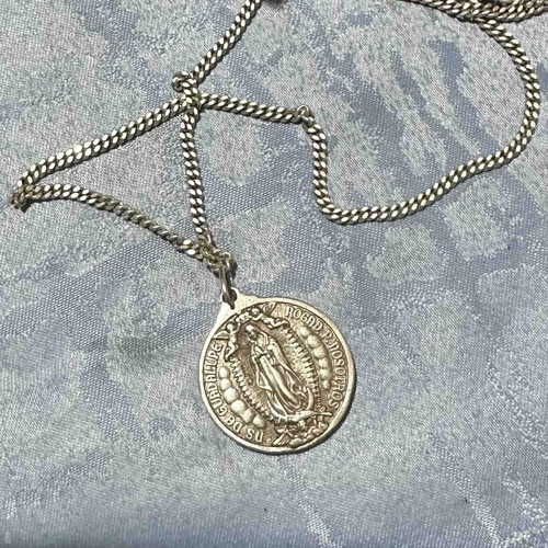 Vintage silver pendant with Jesus and Our Lady of Guadalupe like new