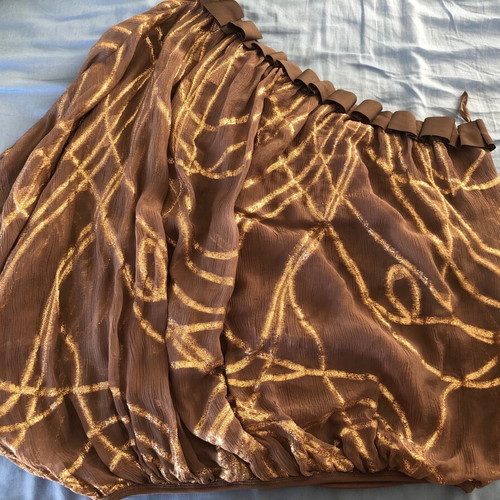 Pinko blouse like new, brown with gold, one shoulder, size L