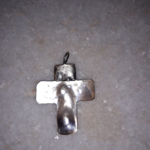 Vintage cross large old made of shell and 925 silver