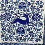 Handmade ceramic tile of Rhodes used with deer and frame