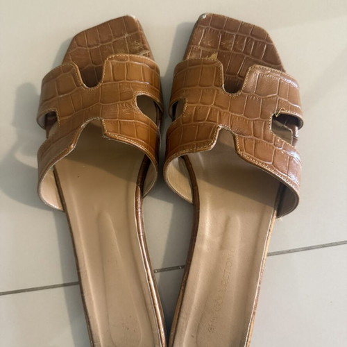 Slippers flat brown croco pattern size 41 used