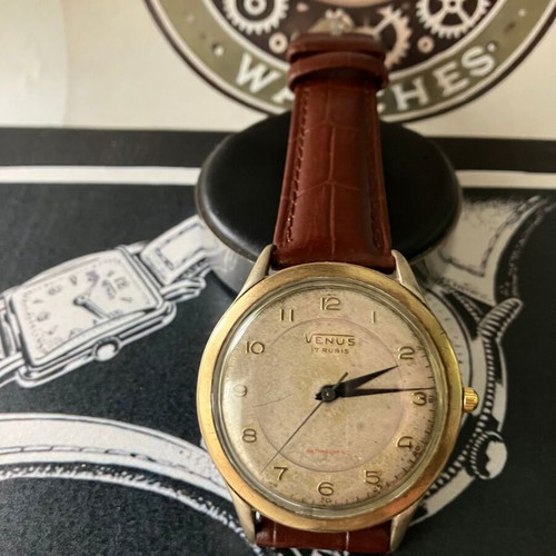 Venus 17 Rubis watch used vintage men's with brown strap