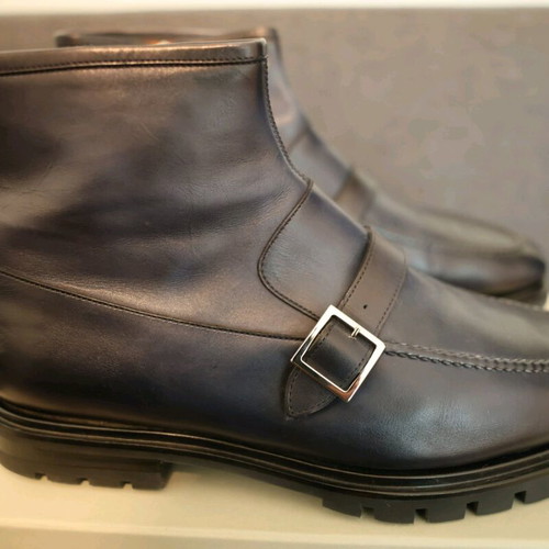 Santoni blue calf leather boots new