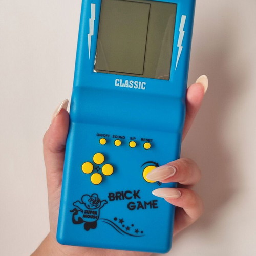 Vintage Tetris handheld game from the 90s, blue, new