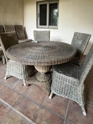 Καρέκλες bamboo μεταχειρισμένες, σετ 5 με ψηλή πλάτη και σετ 4 με χαμηλή