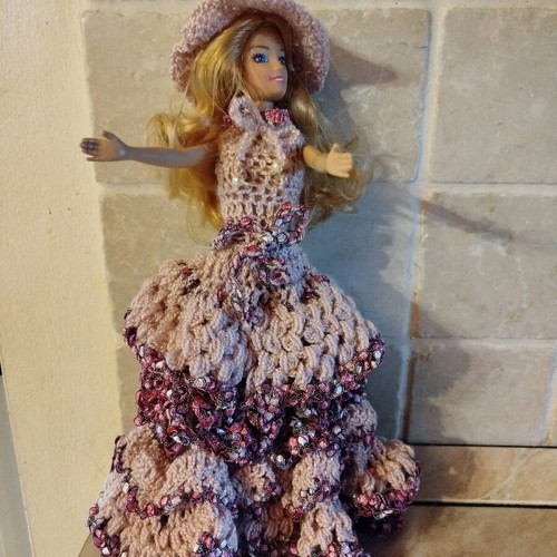 Doll with handmade dress and hat new