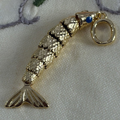 Pandora articulated fish pendant charm, gold