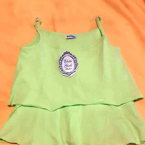 Evita Girls sleeveless blouse new, green, size 7-8 years