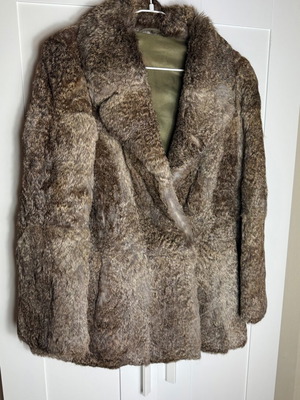 Vintage Rex rabbit fur used, beige brown, size 40