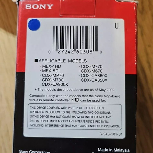 Sony RM X6S wireless remote control for car CD player used