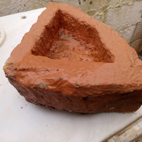 Stone waterer refurbished, carved stone
