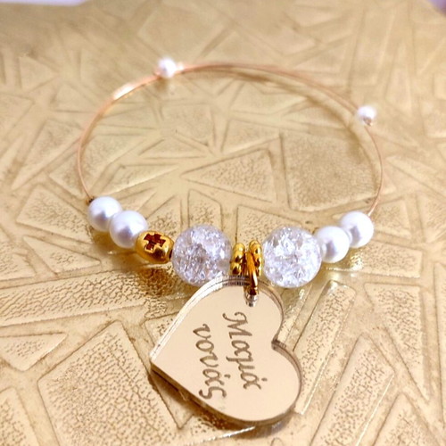 Handmade martyrika bracelets with metal wire and plexiglas hearts new