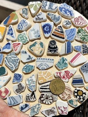 Sea pottery tile pieces for crafts