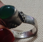 Silver ring with green stone used
