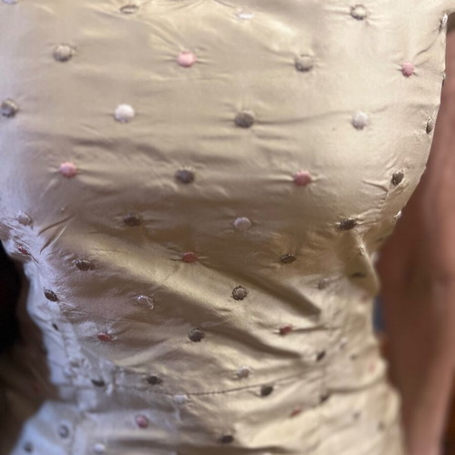 Dress like new with Tsantilis fabric, beige with embroidered polka dots