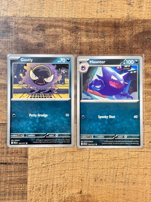 Pokemon Gastly 123/217 and Haunter 124/217 Ascended Heroes cards