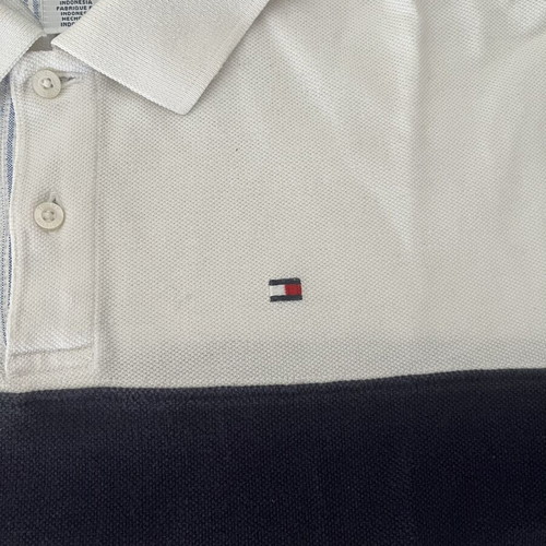 Tommy Hilfiger polo shirt used, size L, white and blue