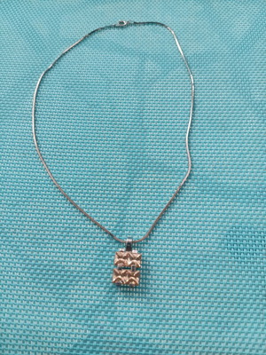 Silver 925 pendant with chain and zircon like new, beige and silver
