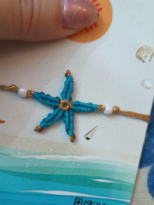 Starfish macrame bracelet new, turquoise and gold