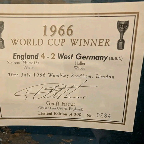 Collectible 1966 World Cup Winner Frame with Authentic Wembley Seat and Autographs, New