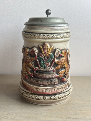 Vulkan Keramik Vintage German Beer Stein like new with pewter lid