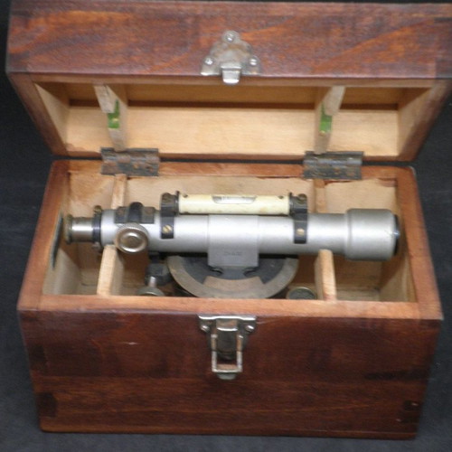 Antique R.Reiss Liebenwerda- Okular theodolite used with wooden case