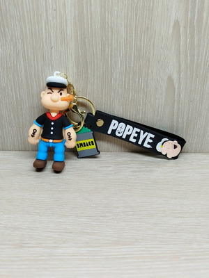 Popeye keychain new, multicolor soft rubber