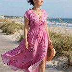 Pink Boho Floral Maxi Dress size M like new