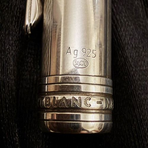 Montblanc Meisterstück Solitaire Silver Fountain Pen like new with original ink