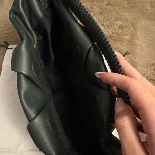 Callista maxi pleated dark green leather clutch new