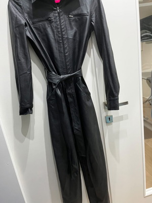 Moutaki leather-style one-piece suit like new, size S, black