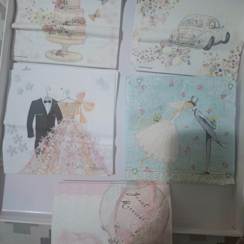 Napkin set of 25, 5 designs, unused