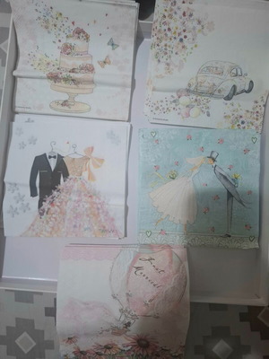 Napkin set of 25, 5 designs, unused